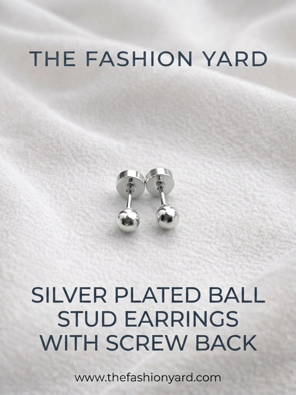 Silver plated stainless steel ball screw back stud earrings